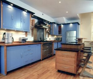 Cherrywood-And-Blue-Laquer-Kitchen